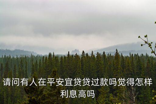 請問有人在平安宜貸貸過款嗎覺得怎樣利息高嗎
