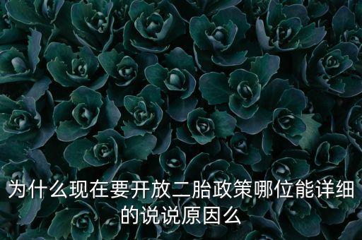 為什么現(xiàn)在要開放二胎政策哪位能詳細的說說原因么
