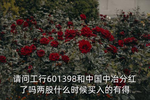 請(qǐng)問工行601398和中國(guó)中冶分紅了嗎兩股什么時(shí)候買入的有得