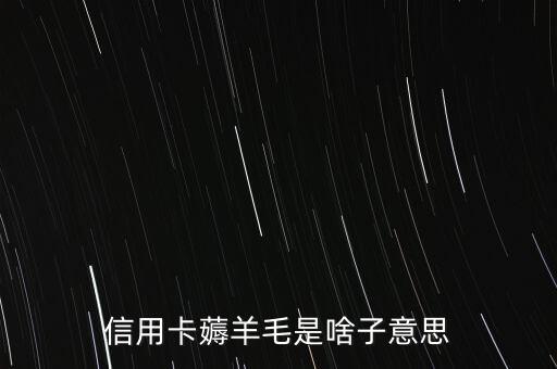 信用卡薅羊毛是啥子意思