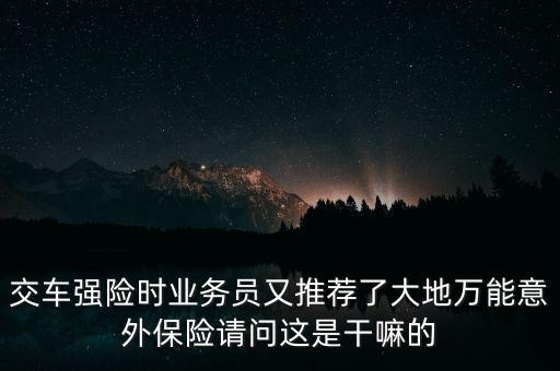 交車(chē)強(qiáng)險(xiǎn)時(shí)業(yè)務(wù)員又推薦了大地萬(wàn)能意外保險(xiǎn)請(qǐng)問(wèn)這是干嘛的