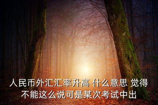 匯率漲了是什么意思，人民幣的外匯匯率上升是什么意思