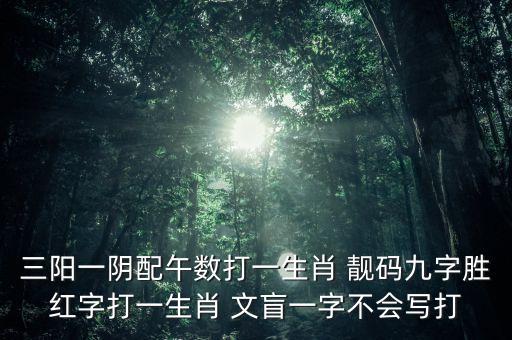 三陽(yáng)一陰配午數(shù)打一生肖 靚碼九字勝紅字打一生肖 文盲一字不會(huì)寫打