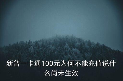 新普一卡通為什么不能沖，新普一卡通100元為何不能充值說什么尚未生效