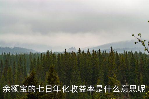 余額寶的七日年化收益率是什么意思呢