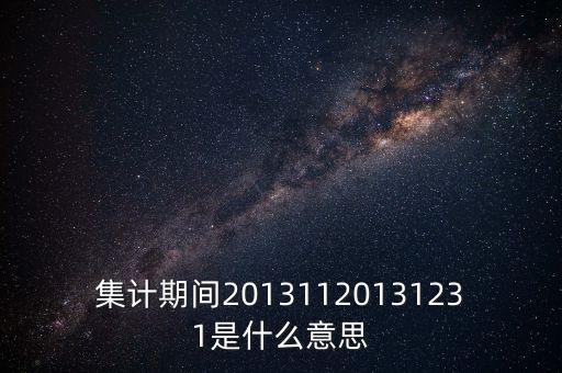 集計期間20131120131231是什么意思