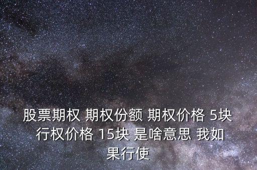 股票期權(quán) 期權(quán)份額 期權(quán)價格 5塊 行權(quán)價格 15塊 是啥意思 我如果行使