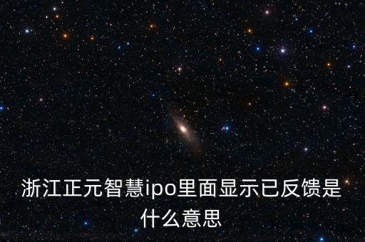 ipo已反饋是什么意思，浙江正元智慧ipo里面顯示已反饋是什么意思