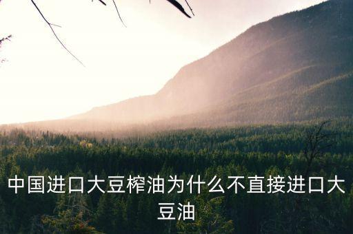 中國進口大豆榨油為什么不直接進口大豆油