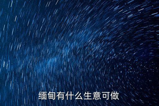 緬甸有什么生意可做