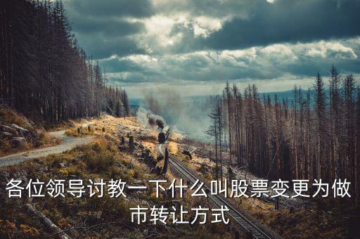 什么是做市轉(zhuǎn)讓方式，各位領(lǐng)導(dǎo)討教一下什么叫股票變更為做市轉(zhuǎn)讓方式