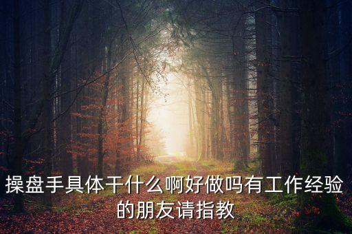 操盤(pán)手具體干什么啊好做嗎有工作經(jīng)驗(yàn)的朋友請(qǐng)指教