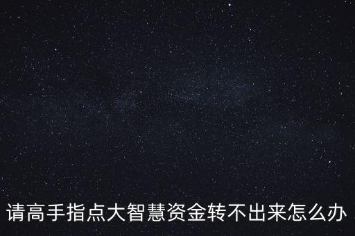 請高手指點(diǎn)大智慧資金轉(zhuǎn)不出來怎么辦