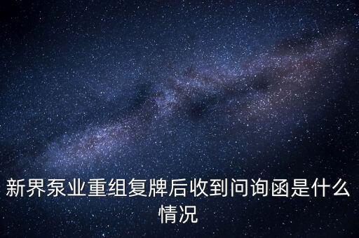 新界泵業(yè)重組復牌后收到問詢函是什么情況
