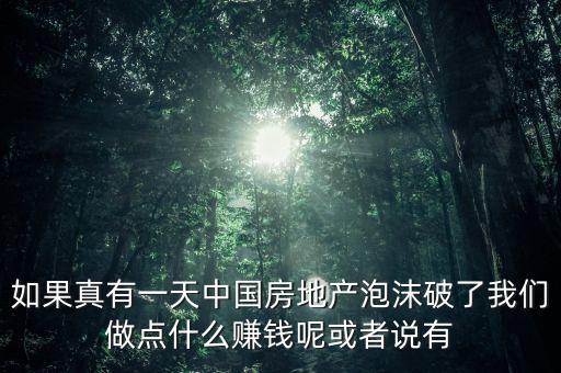 中國房產(chǎn)泡沫破裂后什么最掙錢，如果真有一天中國房地產(chǎn)泡沫破了我們做點(diǎn)什么賺錢呢或者說有