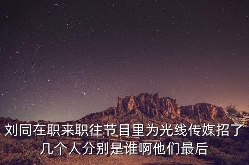 劉同在職來職往節(jié)目里為光線傳媒招了幾個人分別是誰啊他們最后