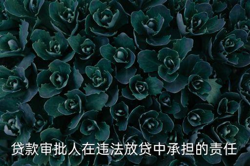 貸款審批人在違法放貸中承擔的責任
