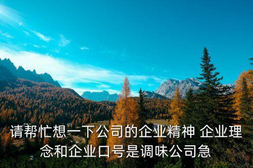 請(qǐng)幫忙想一下公司的企業(yè)精神 企業(yè)理念和企業(yè)口號(hào)是調(diào)味公司急