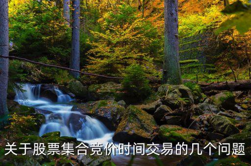 關于股票集合競價時間交易的幾個問題