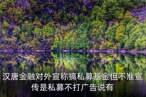 漢唐金融做什么的，漢唐金融對(duì)外宣稱搞私募基金但不準(zhǔn)宣傳是私募不打廣告說有