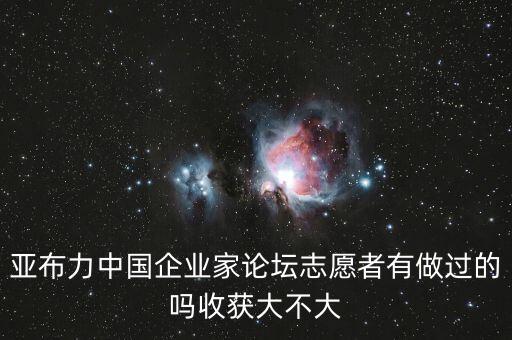 亞布力中國(guó)企業(yè)家論壇志愿者有做過的嗎收獲大不大