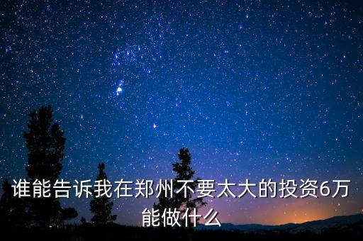 鄭州中研金融干什么的，誰能告訴我在鄭州不要太大的投資6萬能做什么
