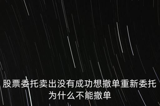 委托為什么不能撤單，不小心按了委托賣出怎么無法撤單呀