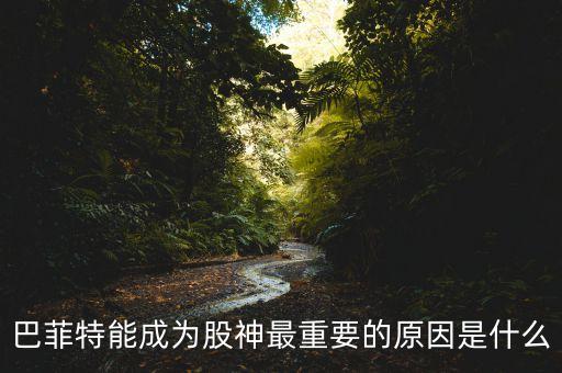 巴菲特能成為股神最重要的原因是什么