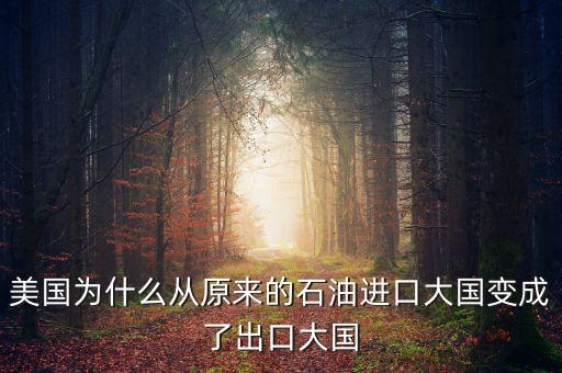 美國為什么從原來的石油進口大國變成了出口大國