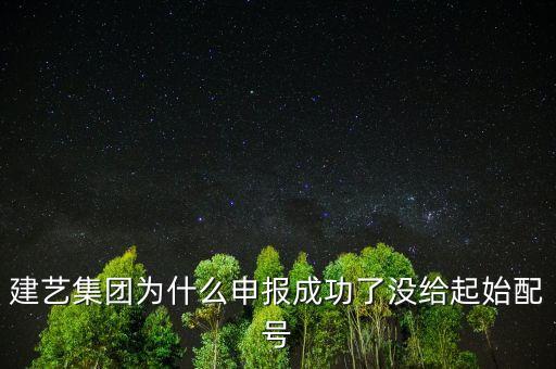 建藝集團為什么申報成功了沒給起始配號