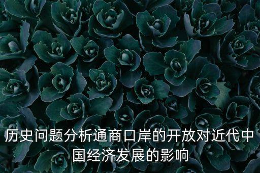 歷史問題分析通商口岸的開放對(duì)近代中國經(jīng)濟(jì)發(fā)展的影響