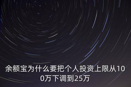 為什么投資總額設上限，余額寶為什么設置投資上限