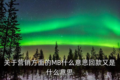 關(guān)于營銷方面的MB什么意思回款又是什么意思