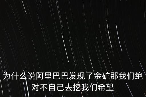 為什么說阿里巴巴發(fā)現(xiàn)了金礦那我們絕對不自己去挖我們希望
