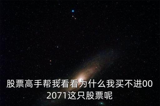 股票高手幫我看看為什么我買不進002071這只股票呢