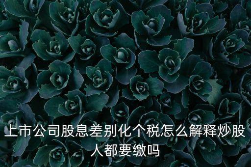 上市公司股息差別化個(gè)稅怎么解釋炒股人都要繳嗎