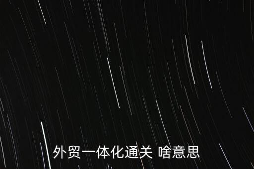 外貿(mào)一體化通關(guān) 啥意思