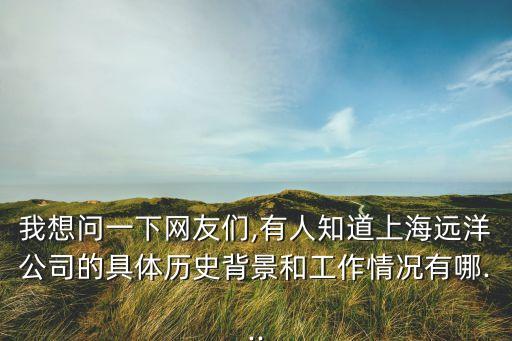 我想問一下網友們,有人知道上海遠洋公司的具體歷史背景和工作情況有哪...
