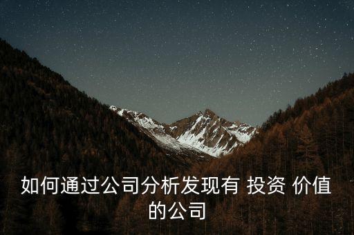 如何通過公司分析發(fā)現(xiàn)有 投資 價值的公司