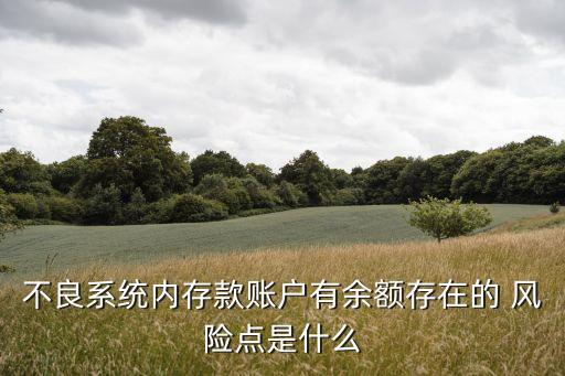 不良系統(tǒng)內(nèi)存款賬戶有余額存在的 風(fēng)險(xiǎn)點(diǎn)是什么