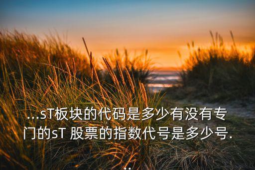 ...sT板塊的代碼是多少有沒(méi)有專(zhuān)門(mén)的sT 股票的指數(shù)代號(hào)是多少號(hào)...