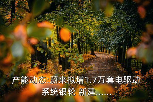 產(chǎn)能動態(tài):蔚來擬增1.7萬套電驅(qū)動系統(tǒng)銀輪 新建……