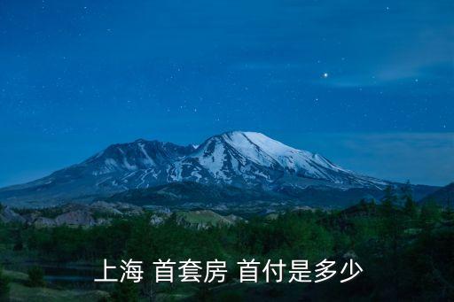  上海 首套房 首付是多少
