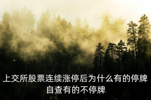 上交所股票連續(xù)漲停后為什么有的停牌自查有的不停牌