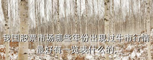 我國股票市場哪些年份出現(xiàn)過牛市行情最好有一覽表什么的,