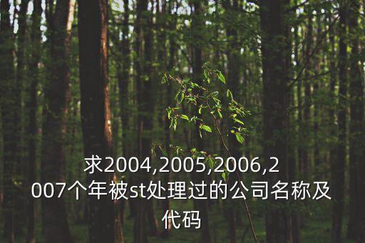 求2004,2005,2006,2007個(gè)年被st處理過(guò)的公司名稱及代碼