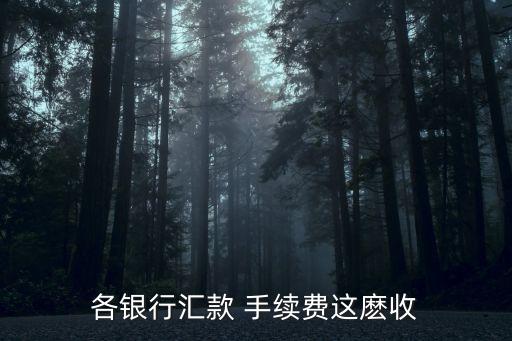 各銀行匯款 手續(xù)費(fèi)這麼收