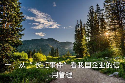 一、從“ 長虹事件”看我國企業(yè)的信用管理