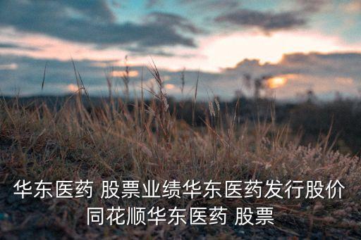 華東醫(yī)藥 股票業(yè)績?nèi)A東醫(yī)藥發(fā)行股價同花順華東醫(yī)藥 股票