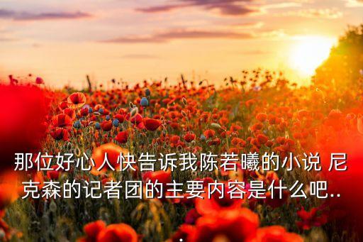 那位好心人快告訴我陳若曦的小說 尼克森的記者團的主要內(nèi)容是什么吧...